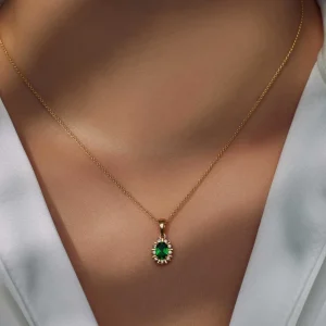 Mia Colore Verdi Halskette aus vergoldetem 925er Sterlingsilber mit grünem Zirkoniastein