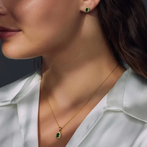 Mia Colore Verdi Halskette aus vergoldetem 925er Sterlingsilber mit grünem Zirkoniastein