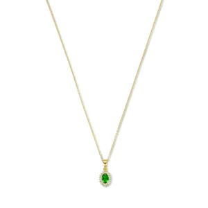 Mia Colore Verdi Halskette aus vergoldetem 925er Sterlingsilber mit grünem Zirkoniastein