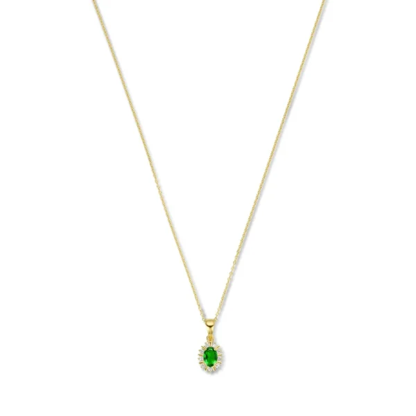 Mia Colore Verdi Halskette aus vergoldetem 925er Sterlingsilber mit grünem Zirkoniastein