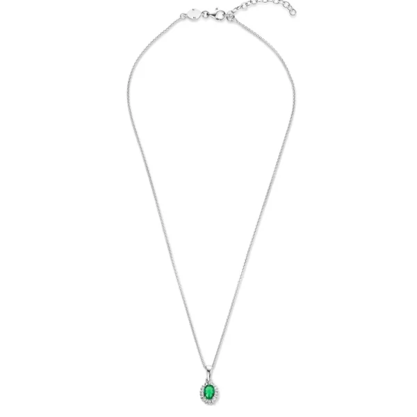 Mia Colore Verdi Halskette aus 925er Sterlingsilber mit grünem Zirkoniastein