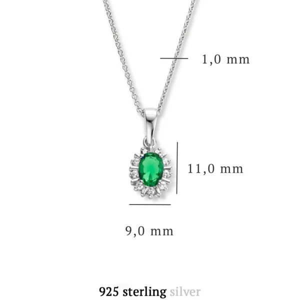 Mia Colore Verdi Halskette aus 925er Sterlingsilber mit grünem Zirkoniastein