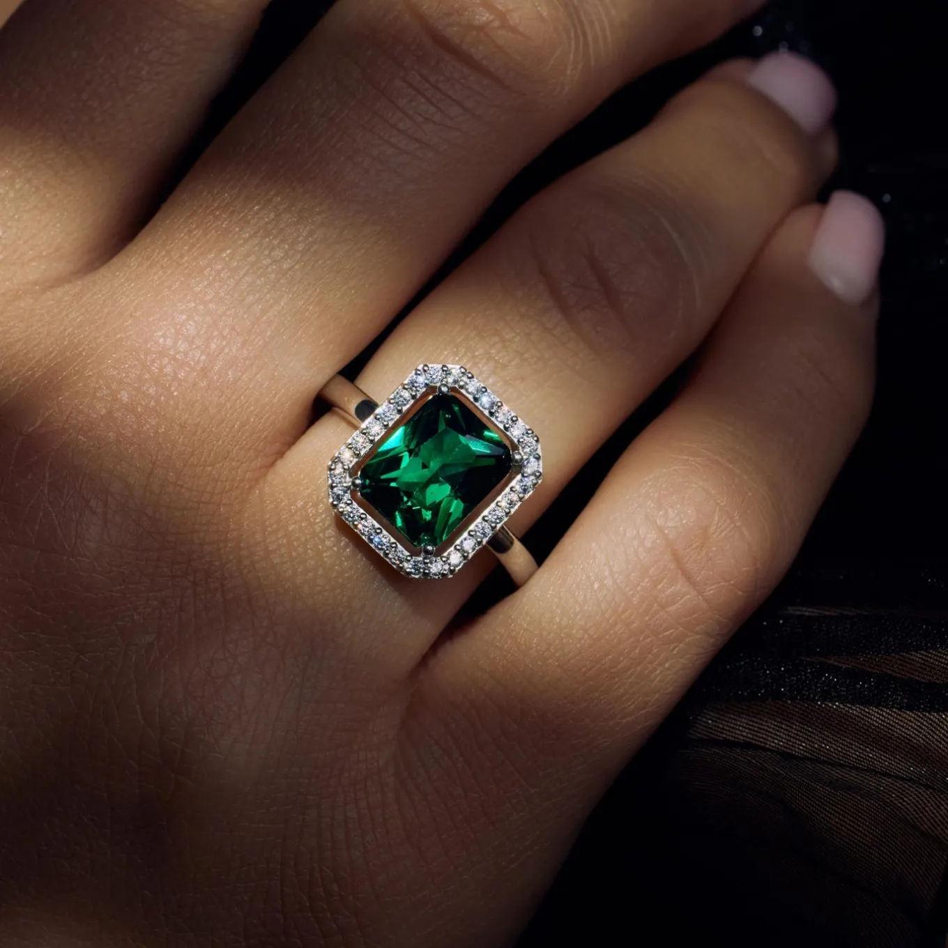 Mia Colore Verdi Ring aus 925er Sterlingsilber mit grünem Zirkoniastein