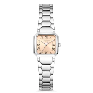 Orologio quadratische Damenuhr silberfarben und taupe