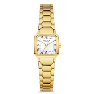 Orologio quadratische Damenuhr goldfarben und Perlmutt