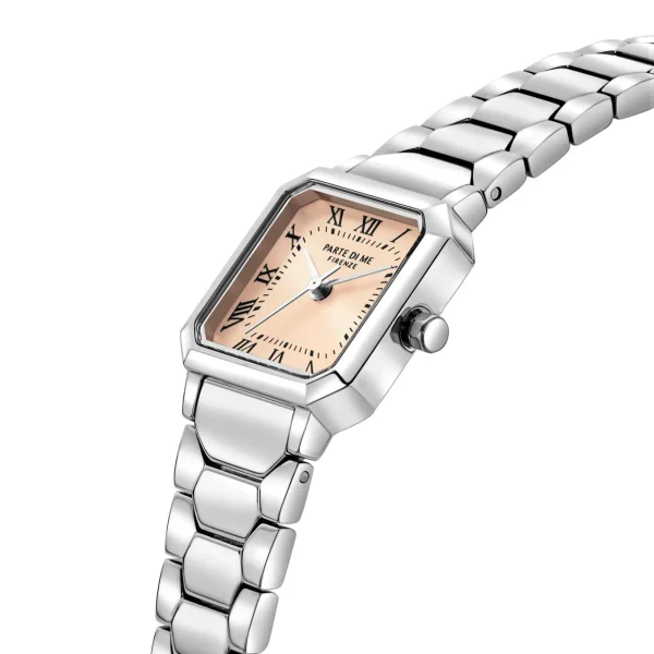 Orologio quadratische Damenuhr silberfarben und taupe