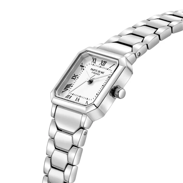 Orologio quadratische Damenuhr silberfarben und weiß
