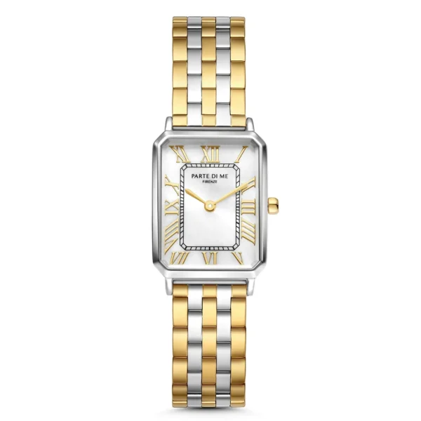 Orologio rechteckige Damenuhr goldfarben und silber