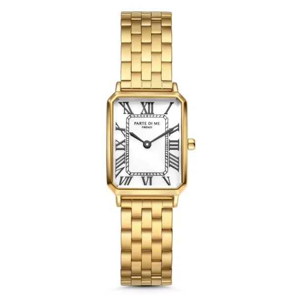 Orologio rechteckige Damenuhr goldfarben und weiß