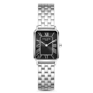 Orologio rechteckige Damenuhr silberfarben und schwarz