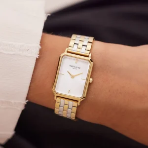 Orologio rechteckige Damenuhr gold- und silberfarben