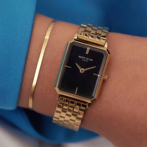 Orologio rechteckige Damenuhr goldfarben und schwarz