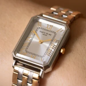 Orologio rechteckige Damenuhr goldfarben und silber
