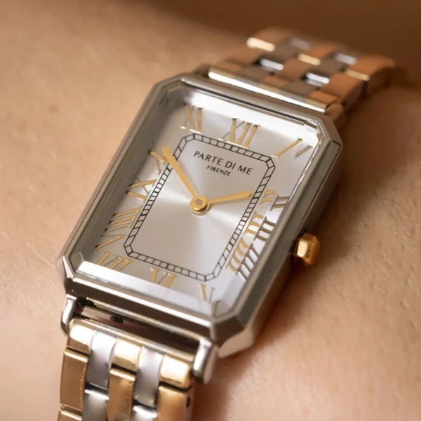 Orologio rechteckige Damenuhr goldfarben und silber