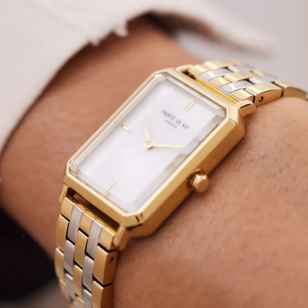 Orologio rechteckige Damenuhr gold- und silberfarben