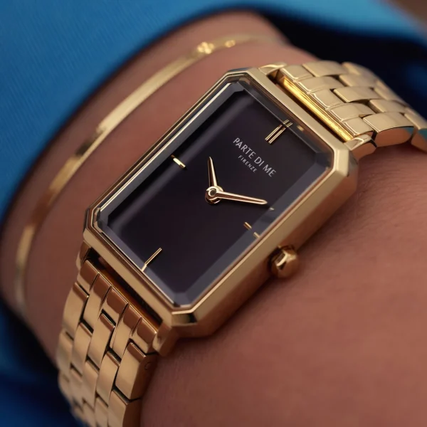 Orologio rechteckige Damenuhr goldfarben und schwarz