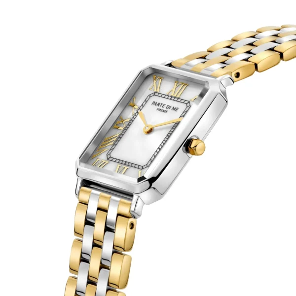 Orologio rechteckige Damenuhr goldfarben und silber