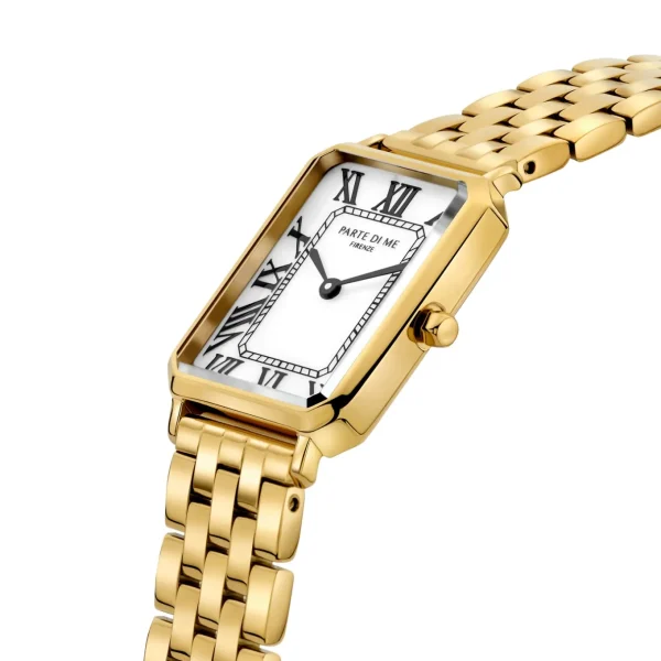 Orologio rechteckige Damenuhr goldfarben und weiß