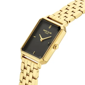 Orologio rechteckige Damenuhr goldfarben und schwarz