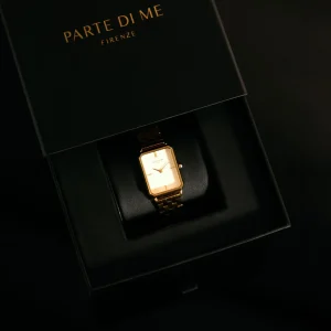 Orologio rechteckige Damenuhr goldfarben und Perlmutt