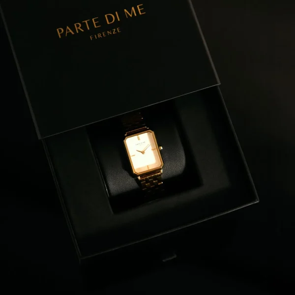 Orologio rechteckige Damenuhr goldfarben und schwarz