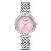 Orologio runde Damenuhr silberfarben und rosa