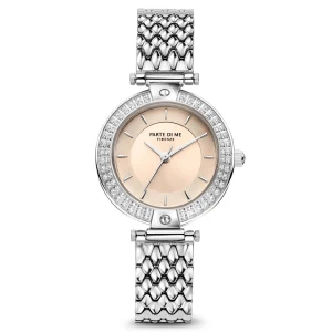 Orologio runde Damenuhr silberfarben und taupe