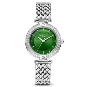 Orologio runde Damenuhr silberfarben und grün