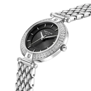 Orologio runde Damenuhr silberfarben und schwarz