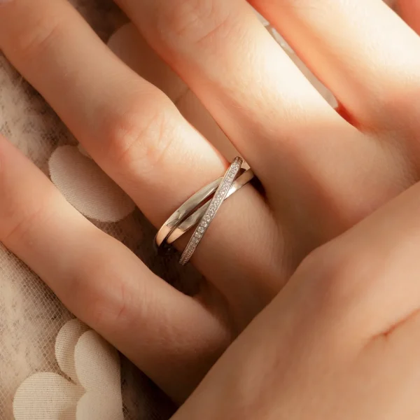 Ponte Vecchio Lanza Ring aus 925er Sterlingsilber mit Zirkoniasteinen