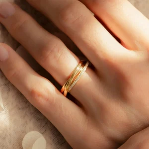 Ponte Vecchio Lanza Ring aus vergoldetem 925er Sterlingsilber mit Zirkoniasteinen