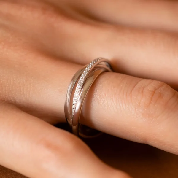 Ponte Vecchio Lanza Ring aus 925er Sterlingsilber mit Zirkoniasteinen