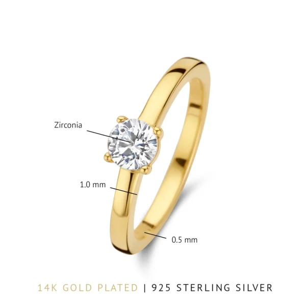 Ponte Vecchio Sofia 925 Sterlingsilber vergoldeter Ring mit Zirkoniastein