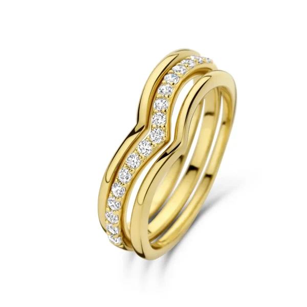 Santa Maria della Base 925 Sterlingsilber vergoldete Ringe mit Zirkoniasteinen