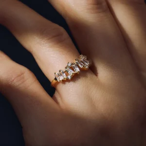 Santa Maria della Base 925er Sterlingsilber vergoldeter Ring mit Zirkoniasteinen