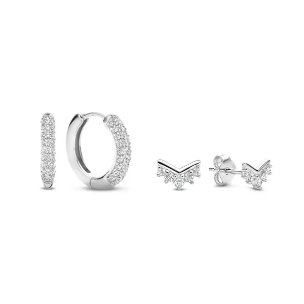 Sorprendimi 925 Sterling Silber Ohrringe mit Zirkoniasteinen besetzt