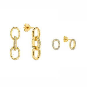 Sorprendimi 925 Sterling Silber vergoldet Ohrringe Set