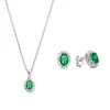 Sorprendimi 925 Sterling Silber Halskette und Ohrstecker Geschenkset mit grünen Zirkonia Steinen