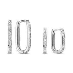 Sorprendimi 925 Sterling Silber Ohrringe mit Zirkoniasteinen besetzt