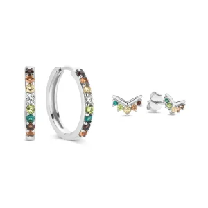 Sorprendimi 925 Sterling Silber Ohrringe mit farbigen Zirkonia Steinen besetzt