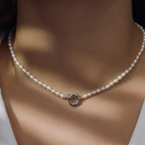 Sorprendimi 925 Sterling Silber Halskette und Armband Geschenkset mit Süßwasserperlen