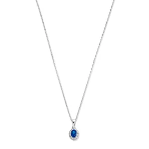 Sorprendimi 925 Sterling Silber Halskette und Ohrstecker Geschenk-Set mit blauen Zirkonia Stein