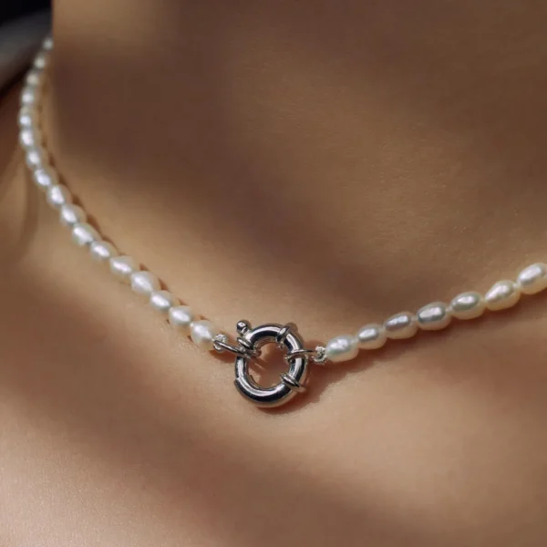 Sorprendimi 925 Sterling Silber Halskette und Armband Geschenkset mit Süßwasserperlen