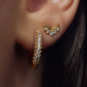 Sorprendimi 925 Sterling Silber vergoldet Ohrringe mit Zirkonia Steine gesetzt