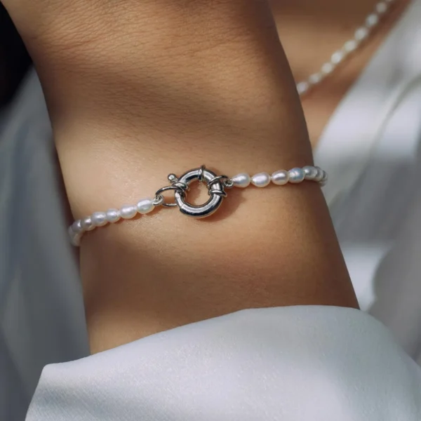 Sorprendimi 925 Sterling Silber Halskette und Armband Geschenkset mit Süßwasserperlen