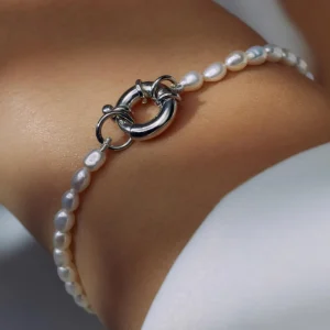 Sorprendimi 925 Sterling Silber Halskette und Armband Geschenkset mit Süßwasserperlen