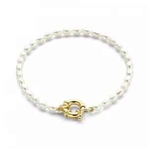 Sorprendimi 925 Sterling Silber vergoldet Halskette und Armband Geschenk-Set mit Süßwasserperlen