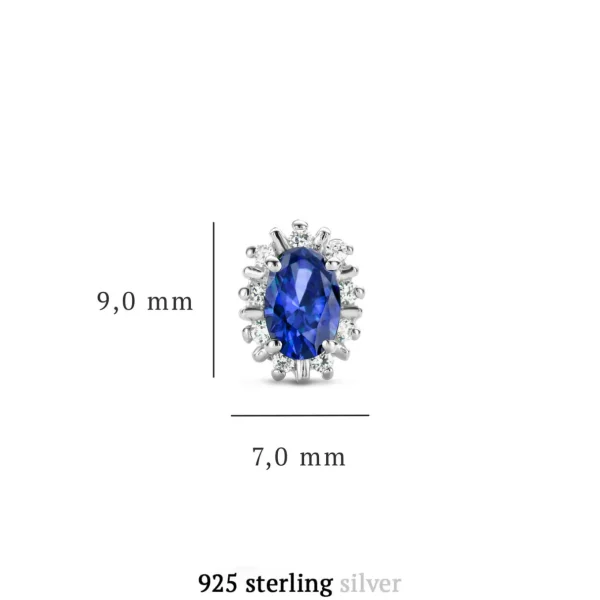 Sorprendimi 925 Sterling Silber Halskette und Ohrstecker Geschenk-Set mit blauen Zirkonia Stein