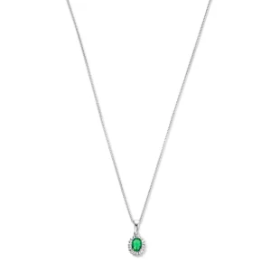 Sorprendimi 925 Sterling Silber Halskette und Ohrstecker Geschenkset mit grünen Zirkonia Steinen
