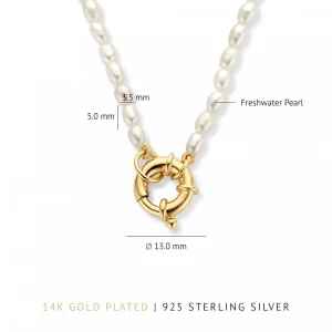 Sorprendimi 925 Sterling Silber vergoldet Halskette und Armband Geschenk-Set mit Süßwasserperlen